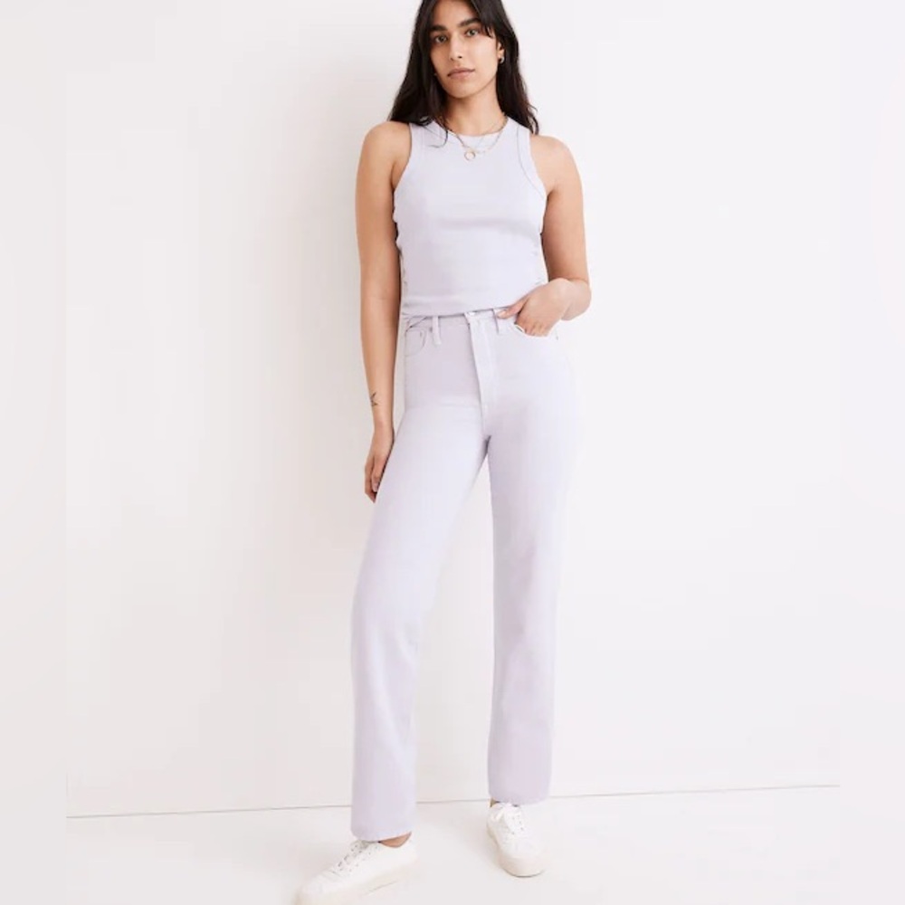 Madewell Women's Straight Leg High Waist Jeans in Light Purple Size 28